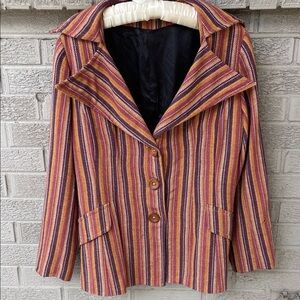 1970s Groovy Striped Blazer- L